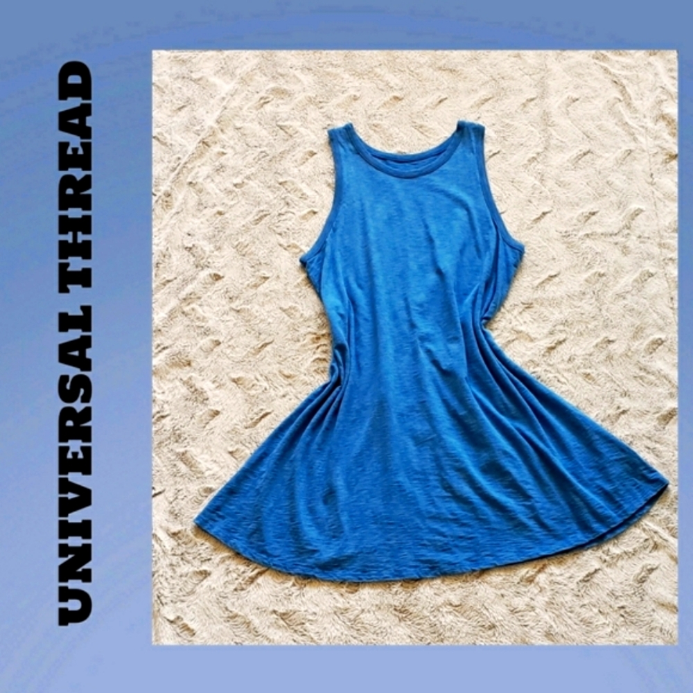 Blue Sleeveless Cotton Dress